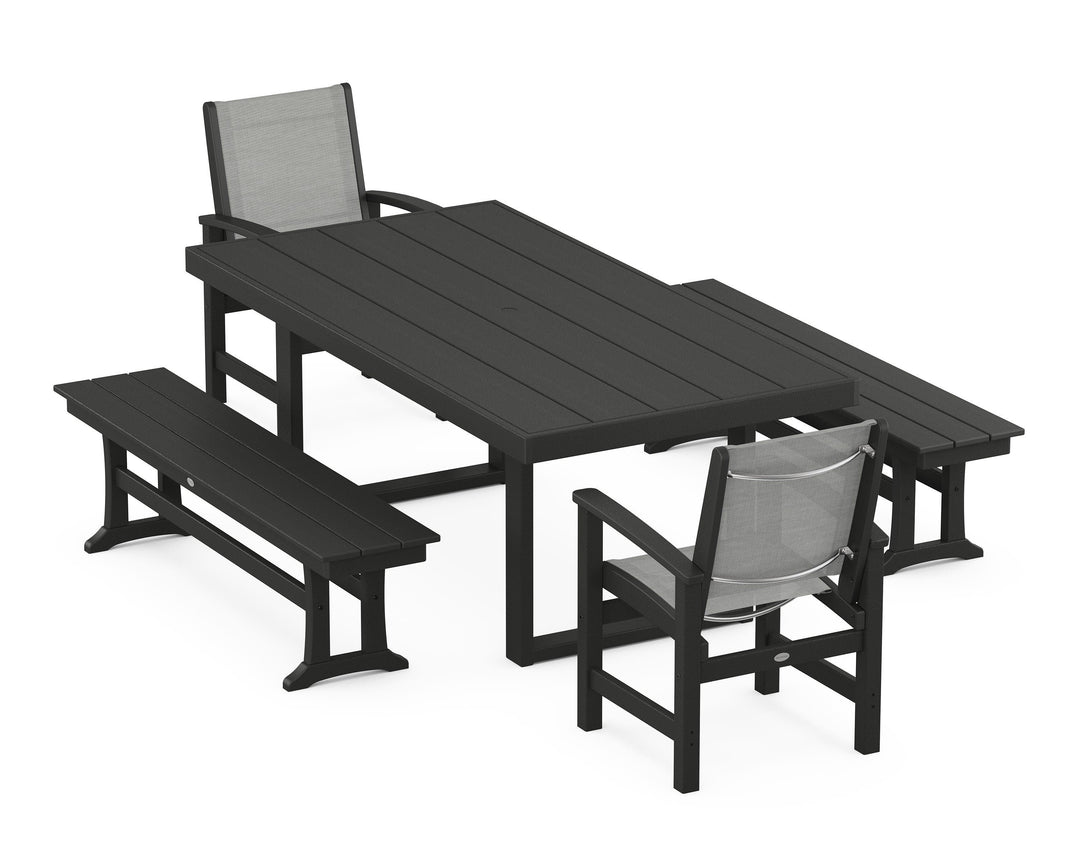 POLYWOOD® Coastal 5-Piece Dining Set with Trestle Legs