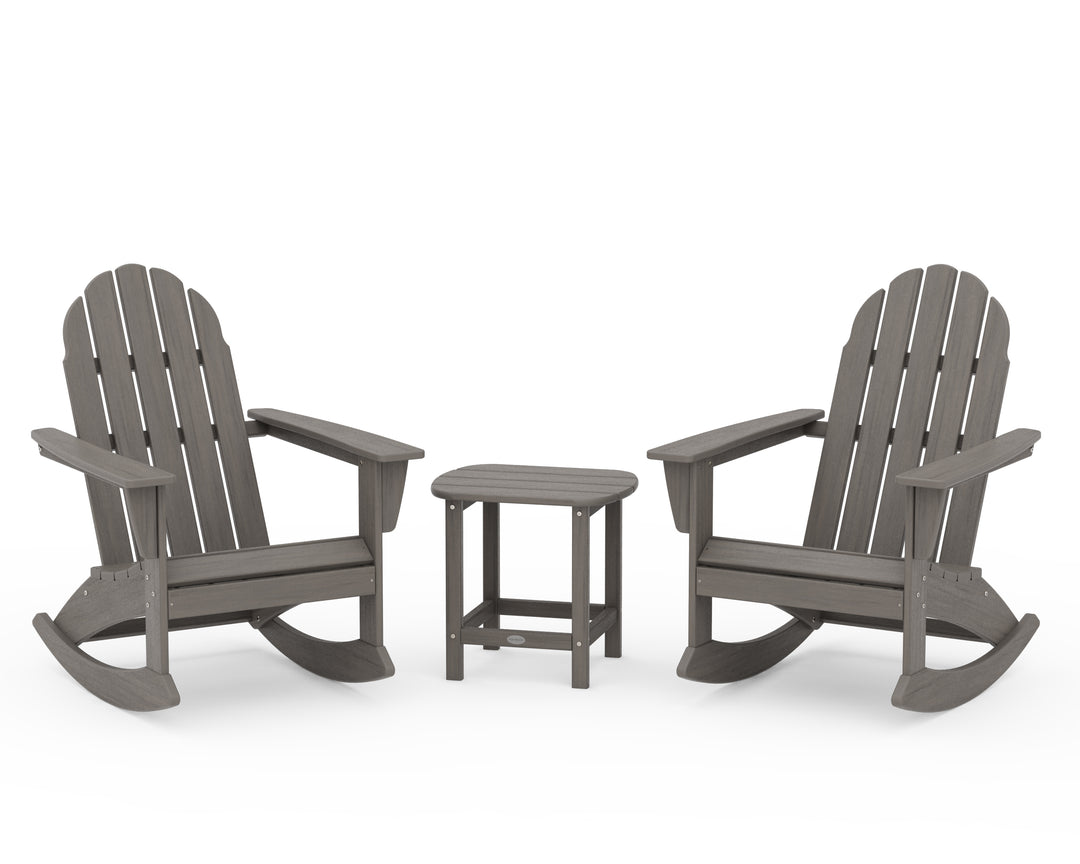POLYWOOD® Vineyard 3-Piece Adirondack Rocking Chair Set with South Beach 18" Side Table