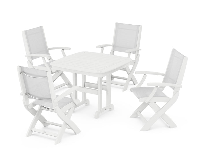 POLYWOOD® Coastal Folding Chair 5-Piece Dining Set