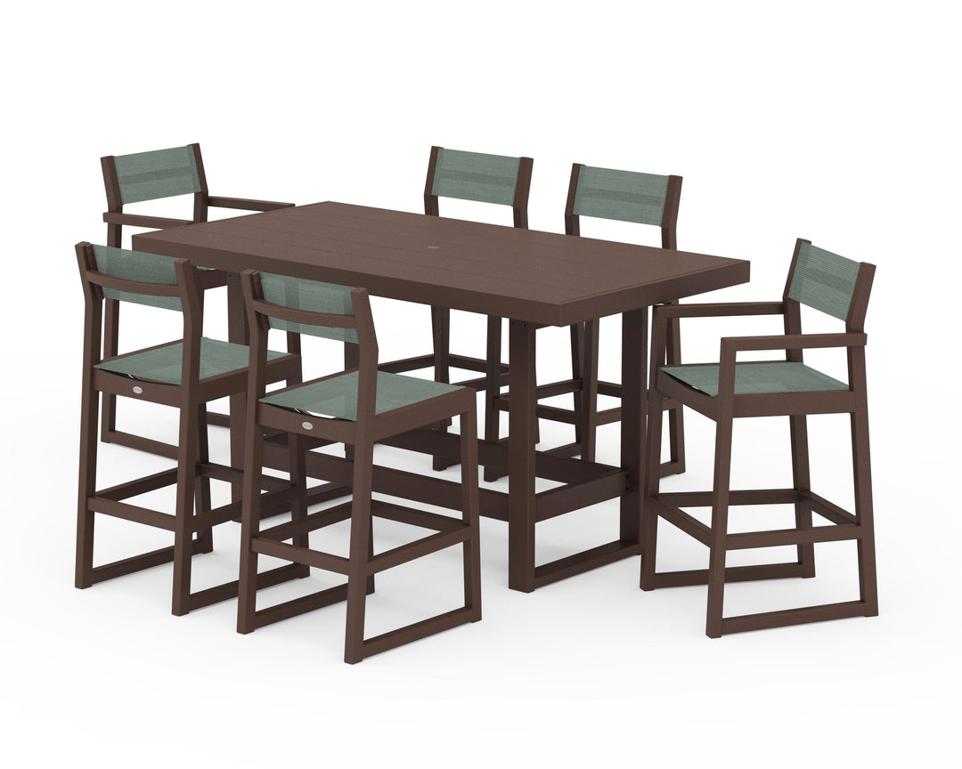 POLYWOOD® EDGE Sling 7-Piece Bar Table Set