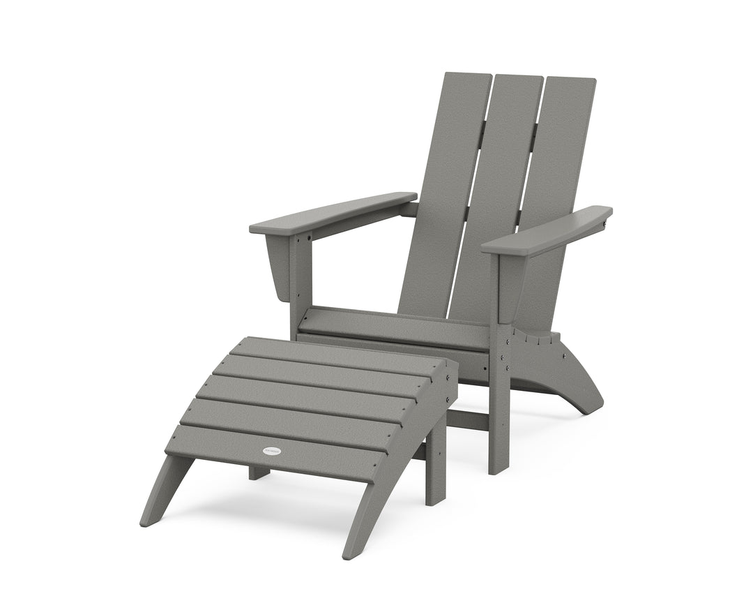 POLYWOOD® Modern Adirondack Chair 2-Piece Set with Ottoman