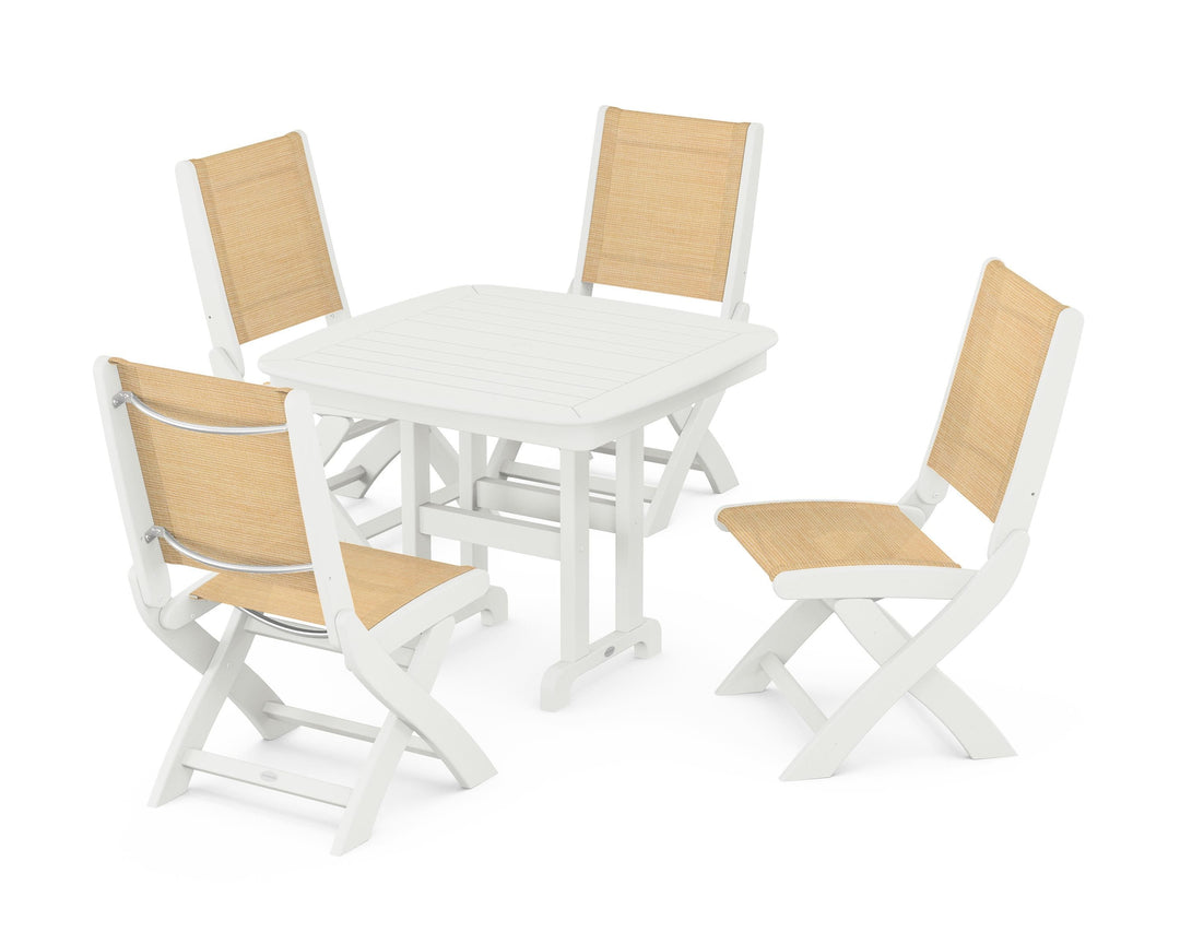 POLYWOOD® Coastal Folding Side Chair 5-Piece Dining Set
