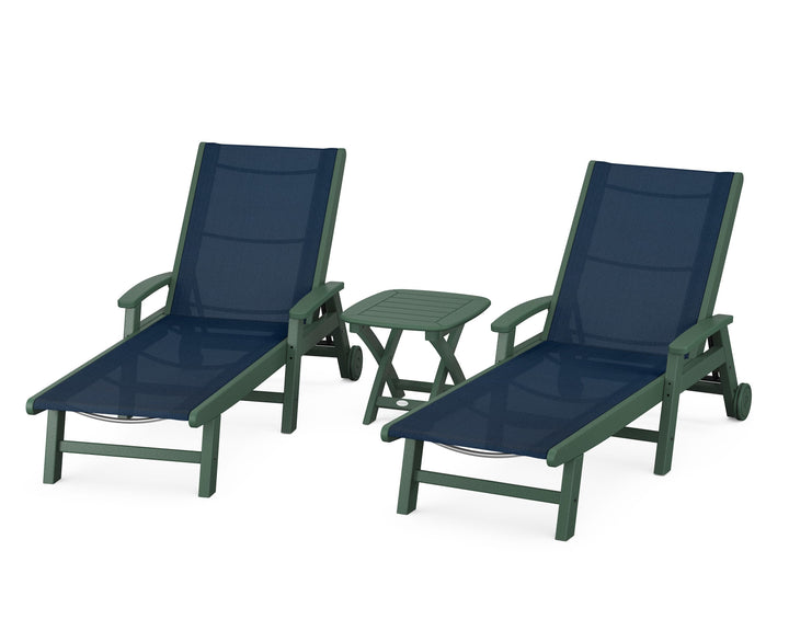 POLYWOOD® Coastal 3-Piece Wheeled Chaise Set