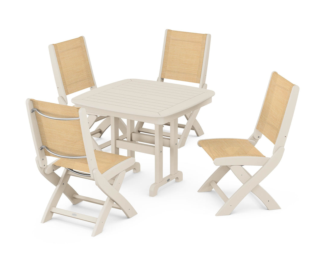 POLYWOOD® Coastal Folding Side Chair 5-Piece Dining Set