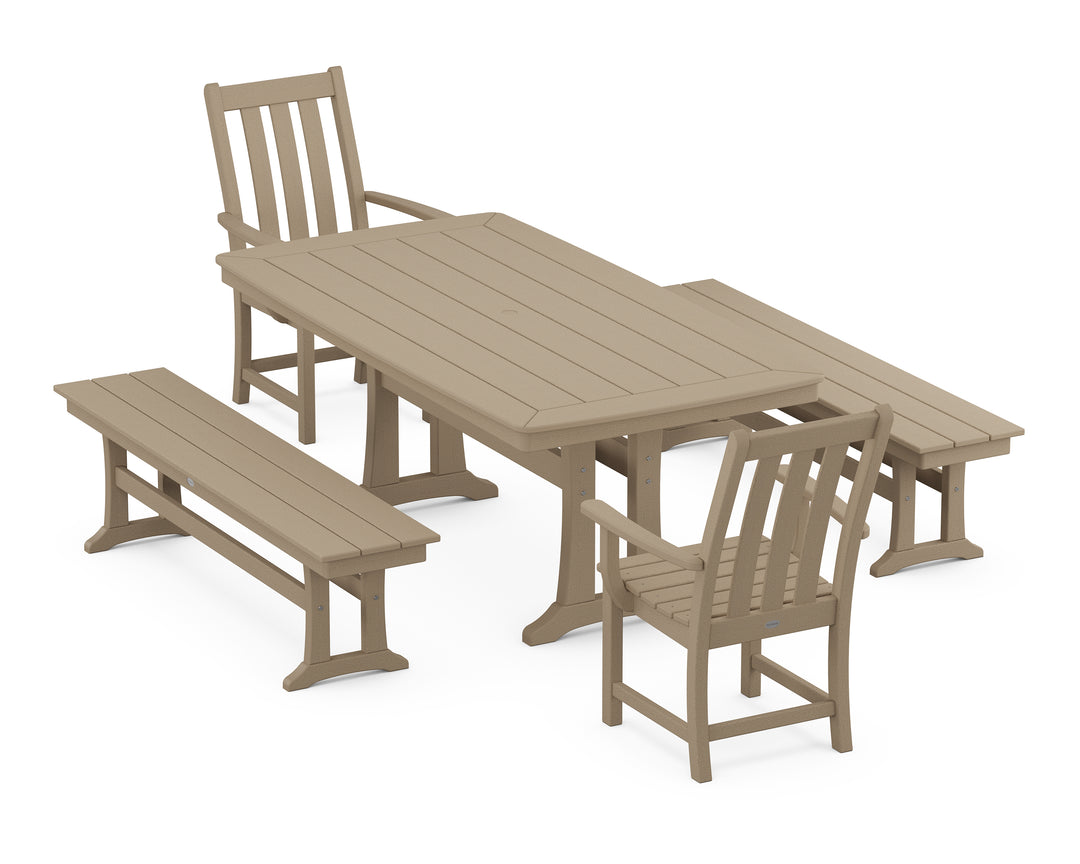 POLYWOOD® Vineyard 5-Piece Dining Set with Trestle Legs