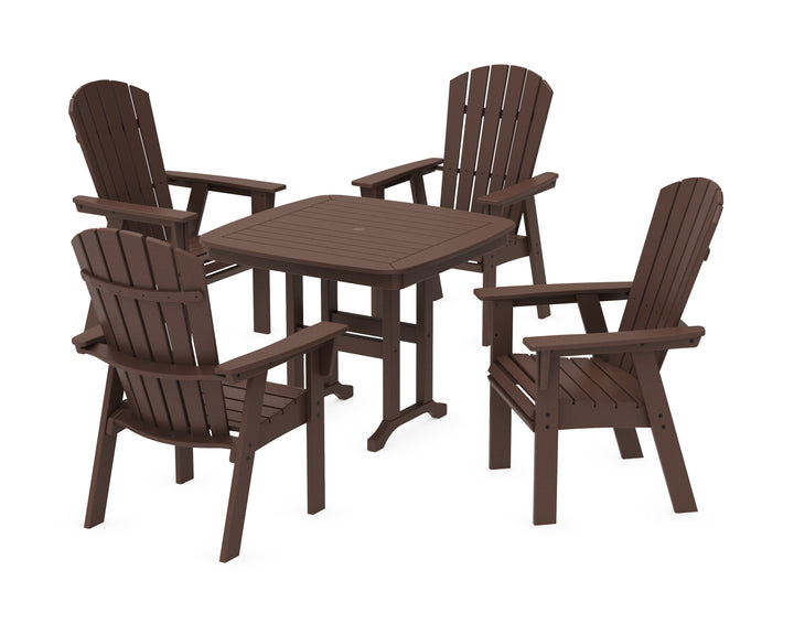 POLYWOOD® Nautical Curveback Adirondack 5-Piece Dining Set with Square Dining Table