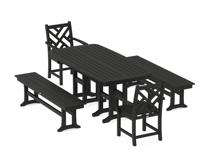 POLYWOOD® Chippendale 5-Piece Dining Set with Benches