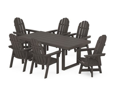 Vineyard Curveback Adirondack Swivel Chair 7-Piece Dining Set