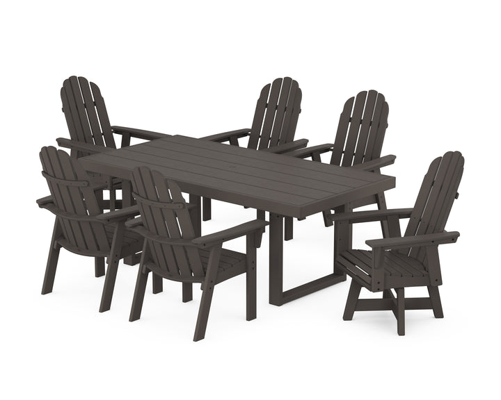 POLYWOOD® Vineyard Curveback Adirondack Swivel Chair 7-Piece Dining Set