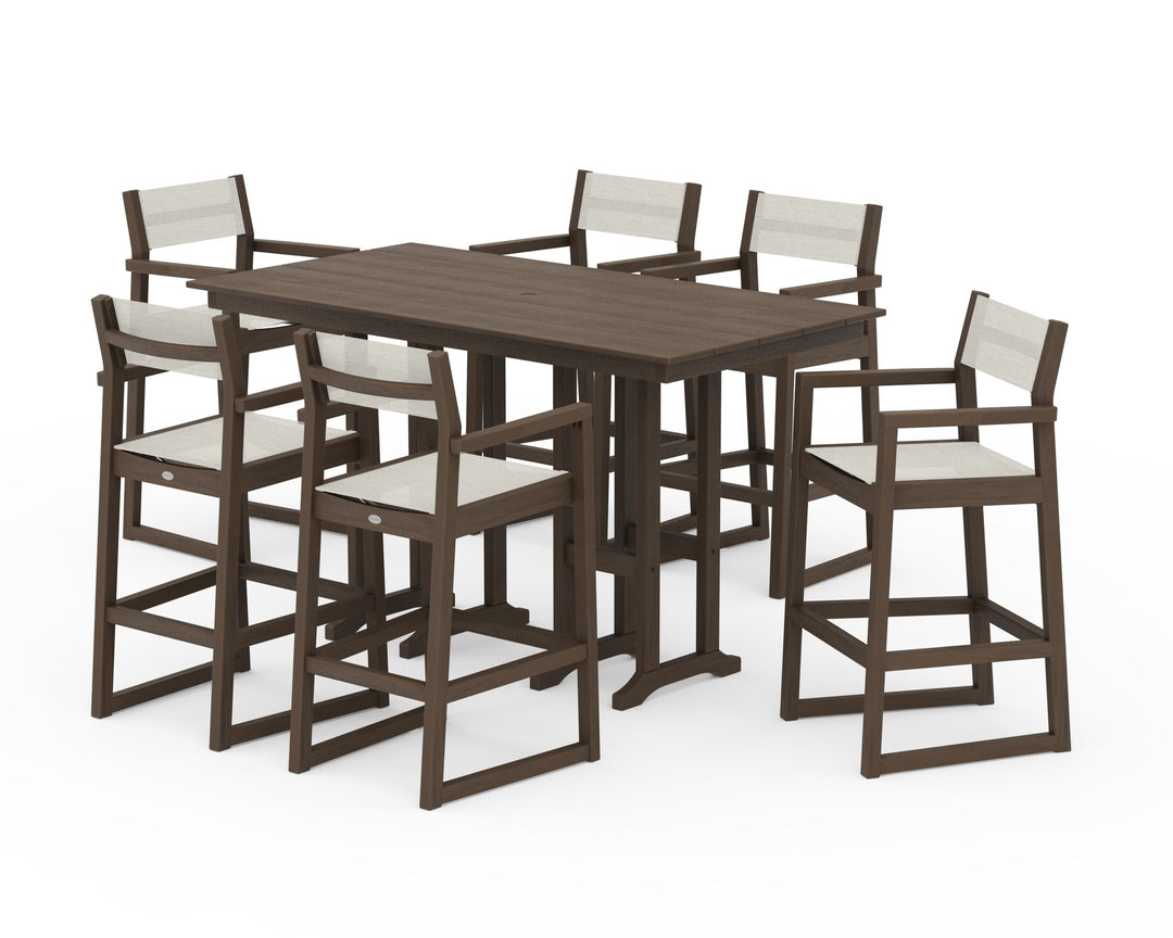 POLYWOOD® EDGE Sling Arm Chair 7-Piece Farmhouse Bar Set