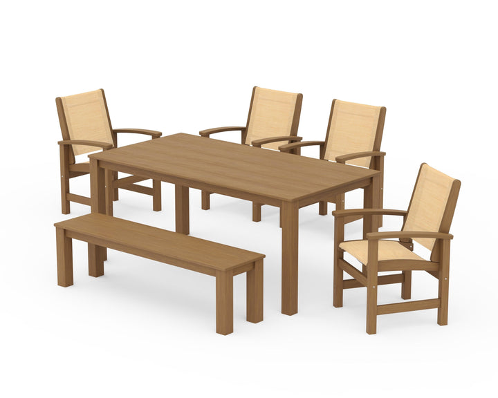POLYWOOD® Coastal 6-Piece Parsons Dining Set with Bench