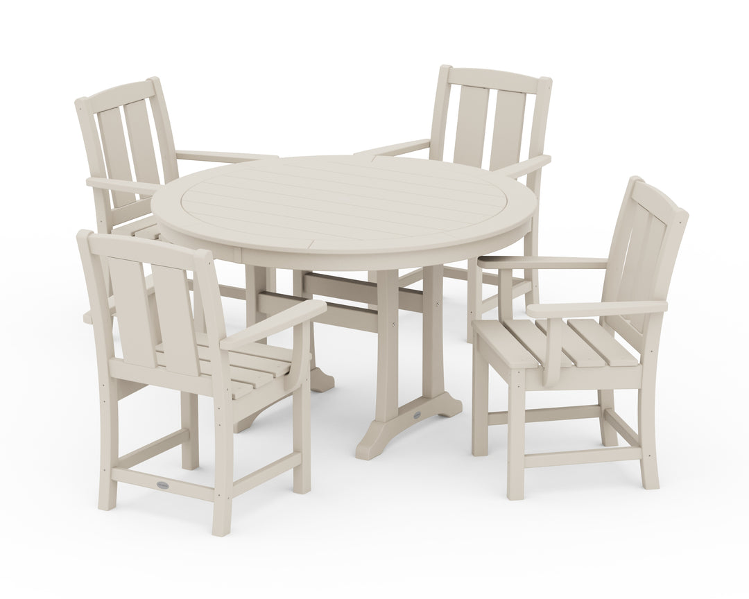 POLYWOOD® Mission 5-Piece Round Dining Set with Trestle Legs