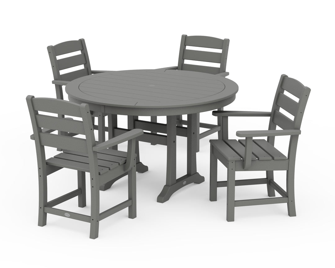 POLYWOOD® Lakeside 5-Piece Round Dining Set with Trestle Legs