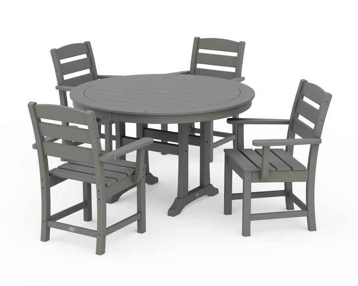 POLYWOOD® Lakeside 5-Piece Round Dining Set with Trestle Legs