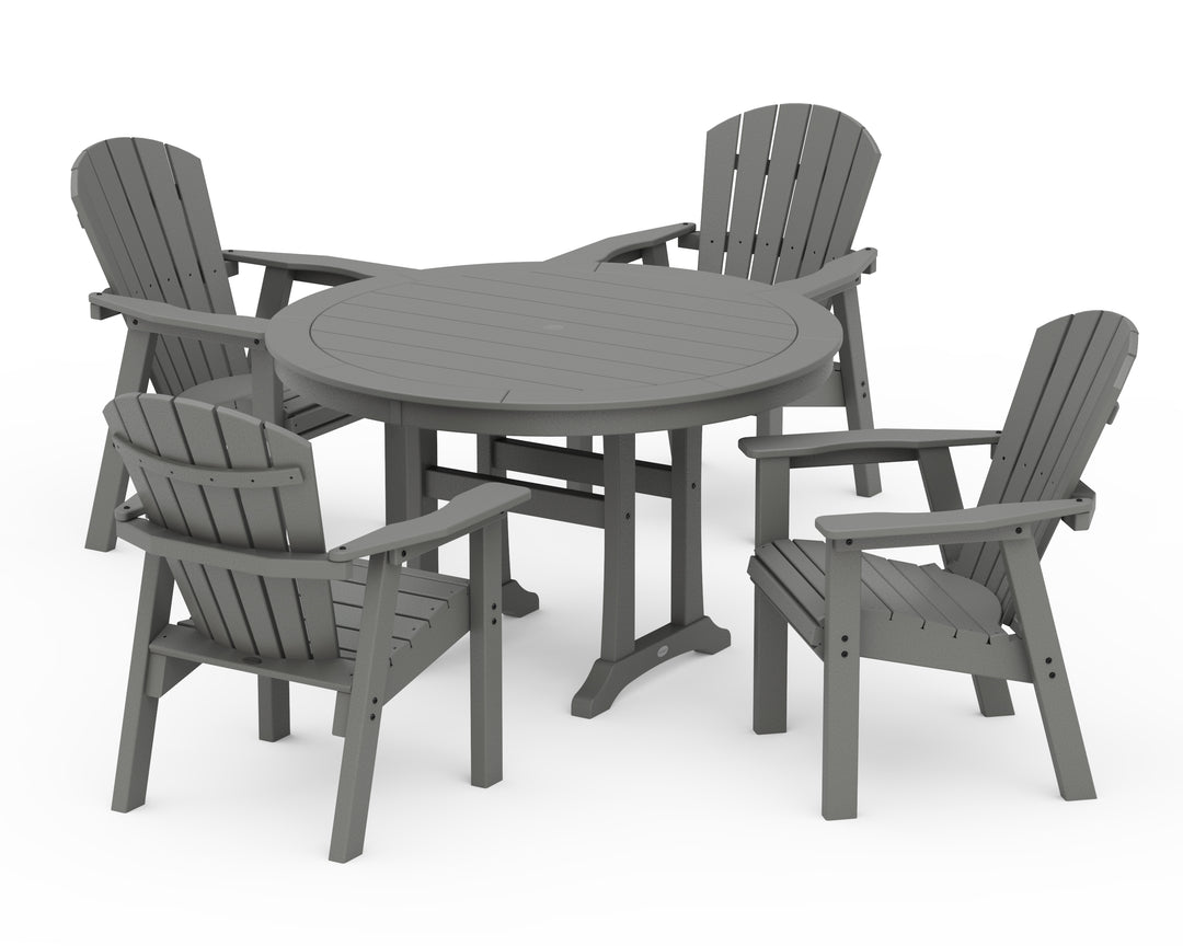 POLYWOOD® Seashell 5-Piece Round Dining Set with Trestle Legs