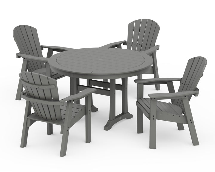 POLYWOOD® Seashell 5-Piece Round Dining Set with Trestle Legs
