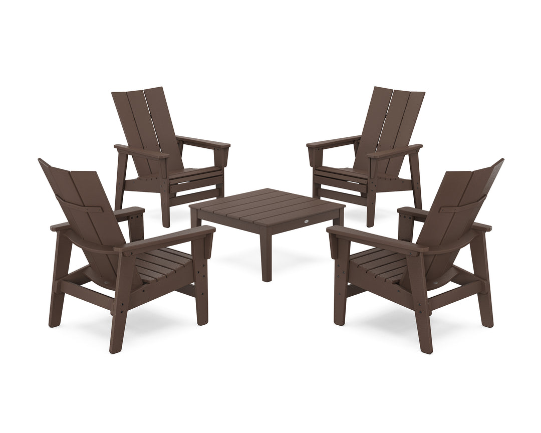 POLYWOOD® 5-Piece Modern Grand Upright Adirondack Chair Conversation Group