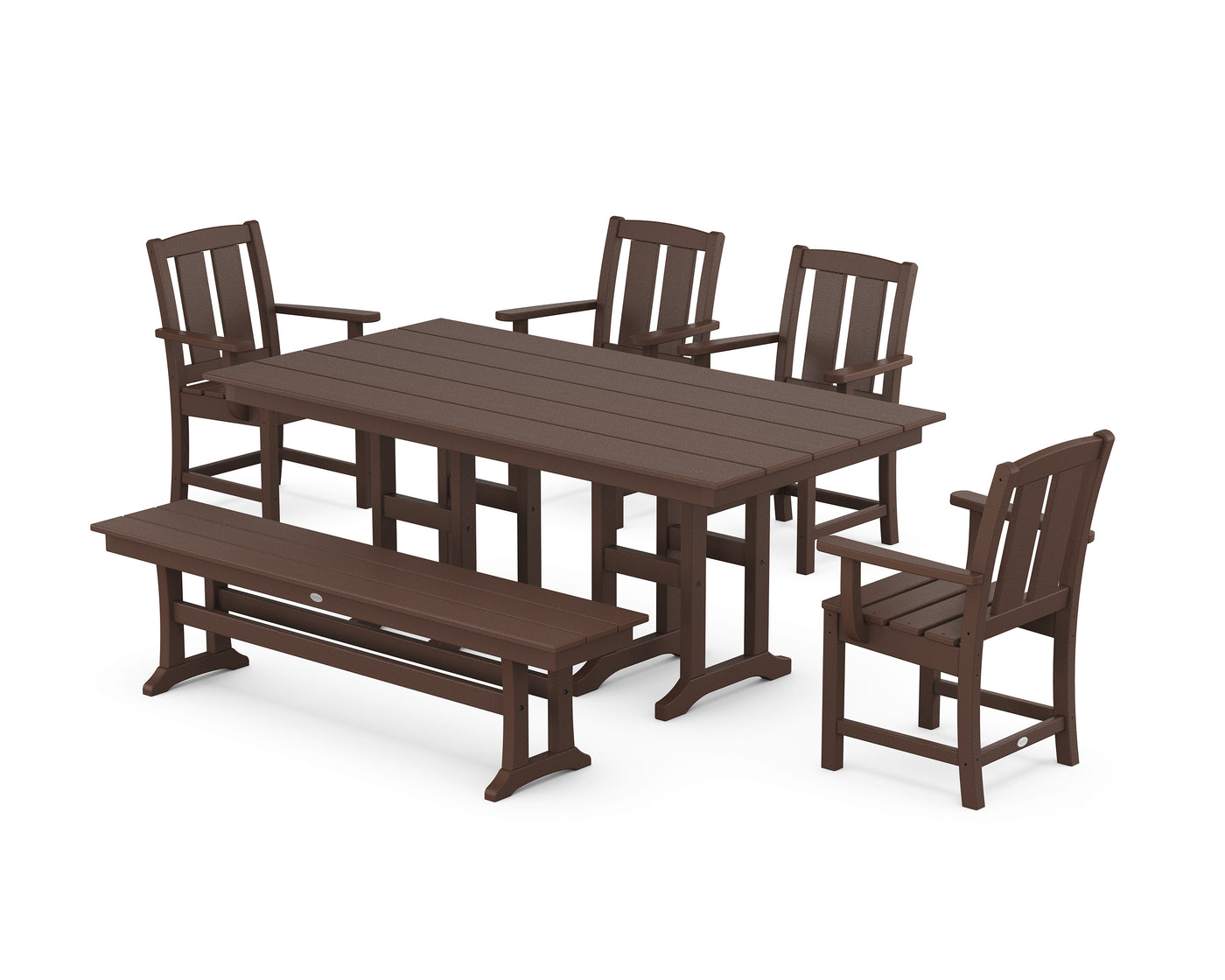 Mission 6-Piece Farmhouse Dining Set with Bench