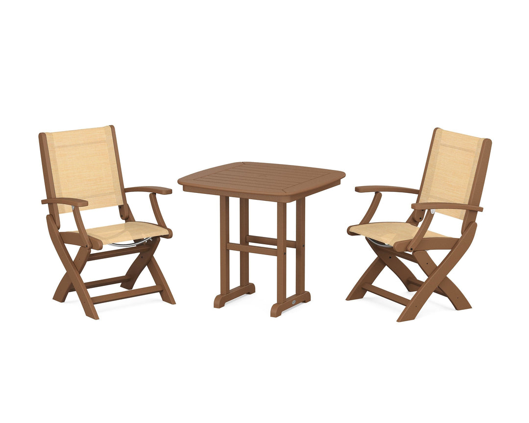 POLYWOOD® Coastal Folding Chair 3-Piece Dining Set