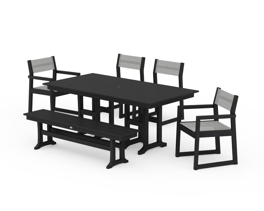 POLYWOOD® EDGE Sling 6-Piece Farmhouse Dining Set