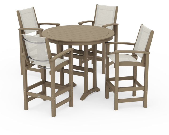 POLYWOOD® Coastal 5-Piece Nautical Trestle Bar Set