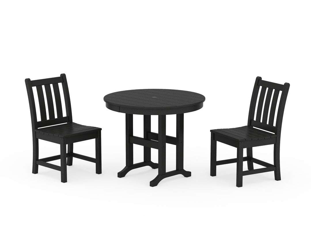 POLYWOOD® Traditional Garden Side Chair 3-Piece Round Dining Set