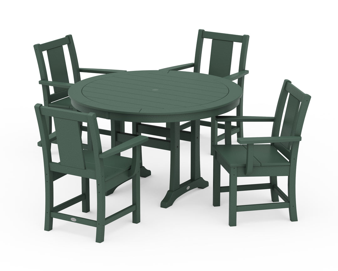 POLYWOOD® Prairie 5-Piece Round Dining Set with Trestle Legs