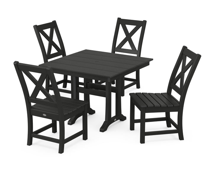 POLYWOOD® Braxton Side Chair 5-Piece Farmhouse Dining Set With Trestle Legs