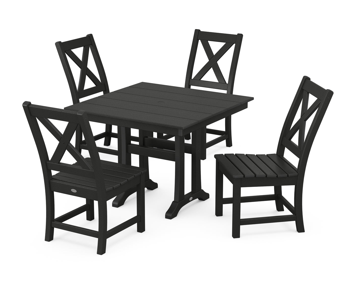 Braxton Side Chair 5-Piece Farmhouse Dining Set With Trestle Legs