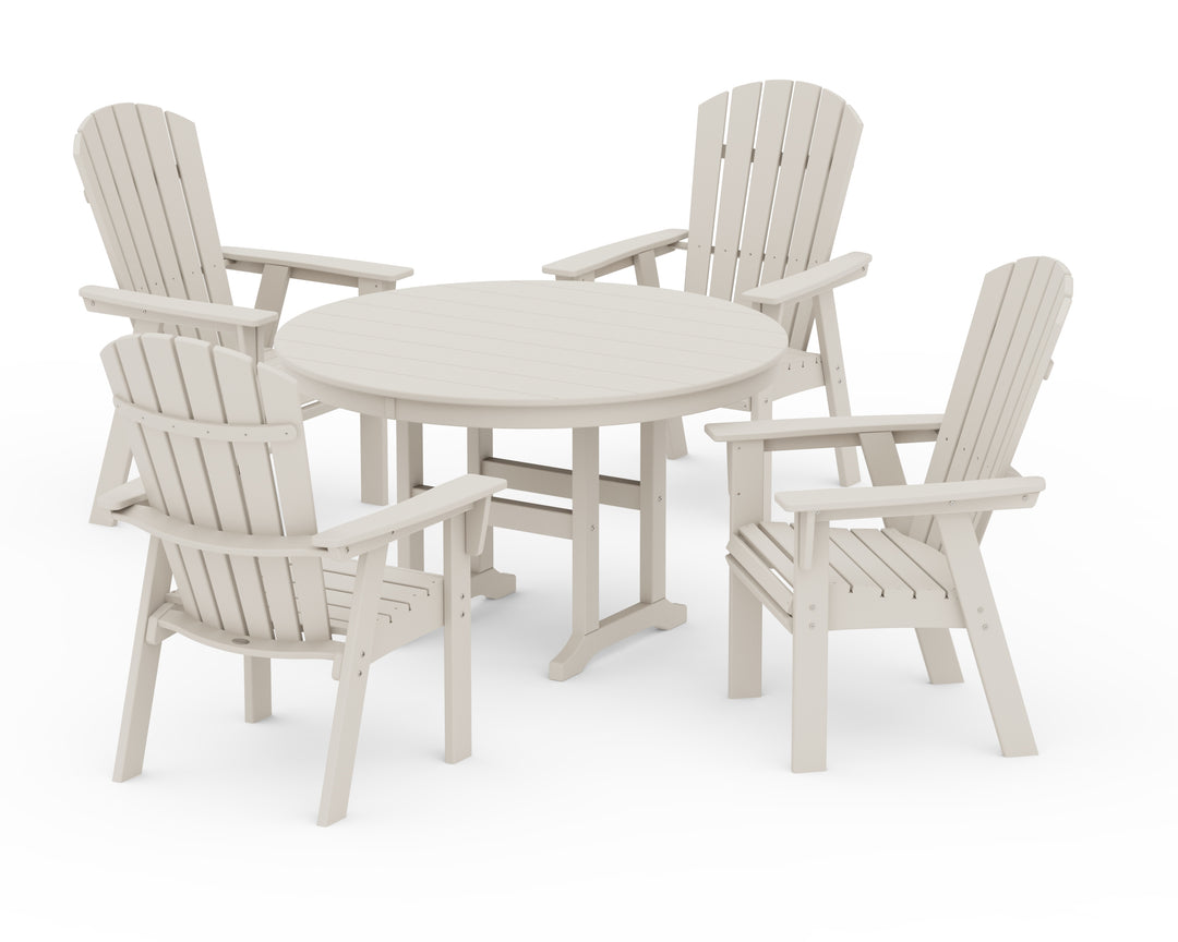 POLYWOOD® Nautical Adirondack 5-Piece Round Farmhouse Dining Set