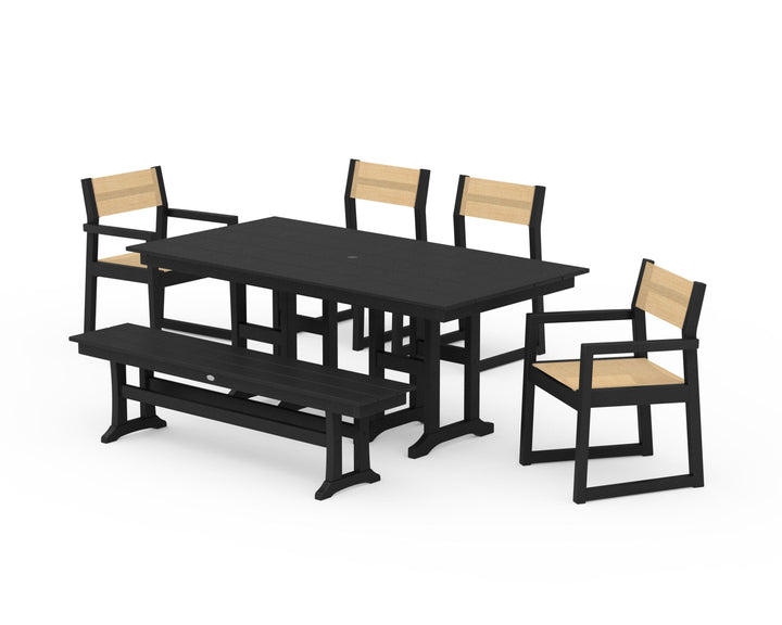 POLYWOOD® EDGE Sling 6-Piece Farmhouse Dining Set