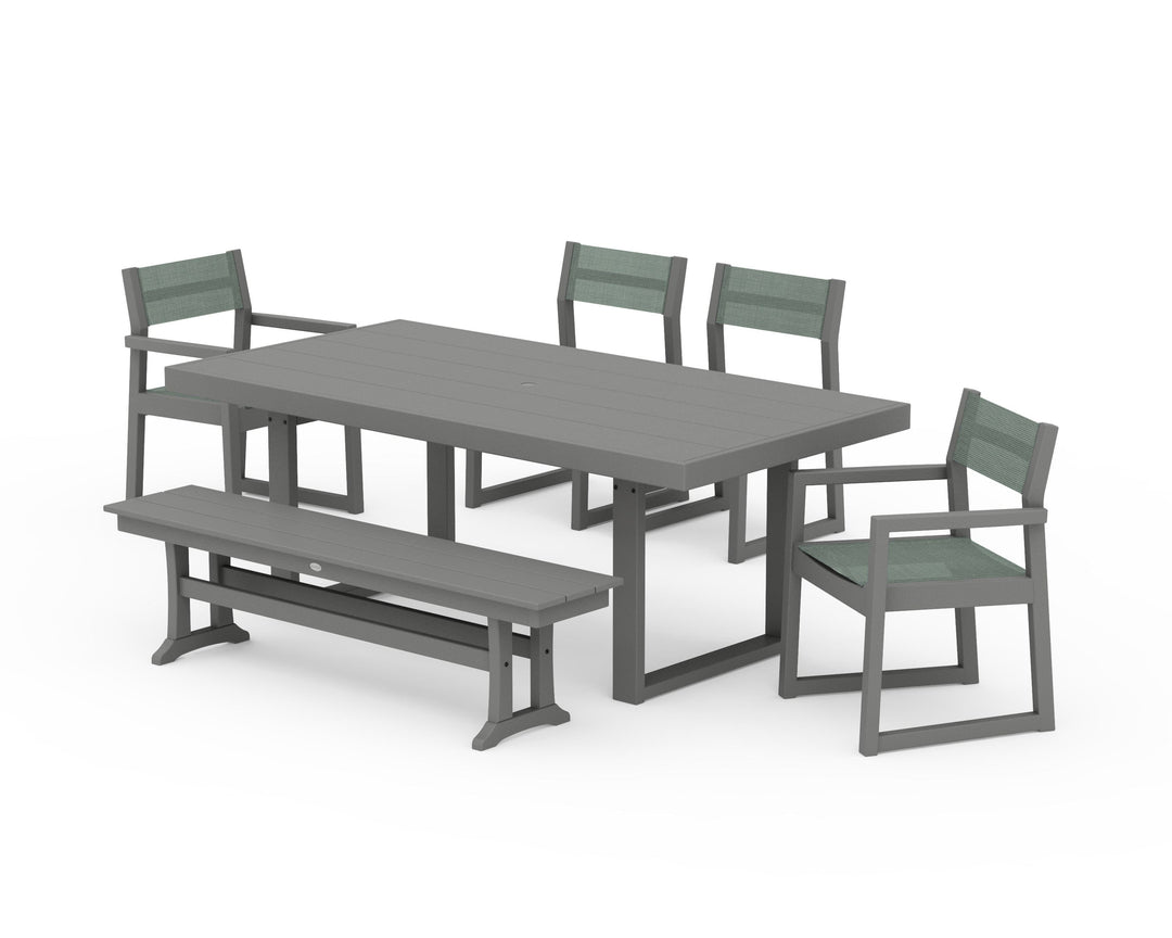POLYWOOD® EDGE Sling 6-Piece Dining Set with Bench