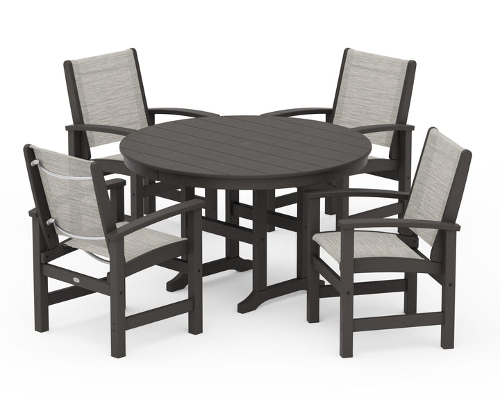POLYWOOD® Coastal 5-Piece Round Farmhouse Dining Set
