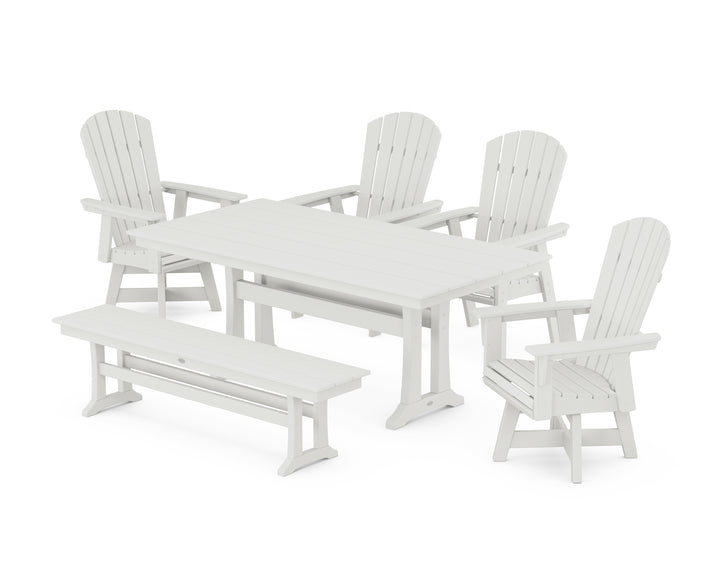 POLYWOOD® Nautical Adirondack Swivel 6-Piece Farmhouse Dining Set With Trestle Legs