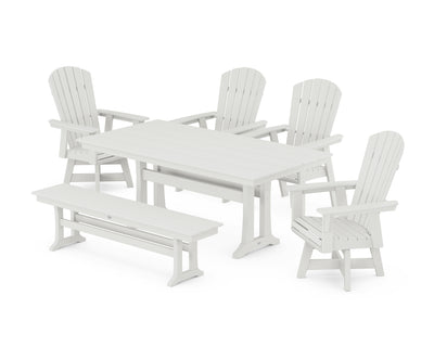 Nautical Adirondack Swivel 6-Piece Farmhouse Dining Set With Trestle Legs