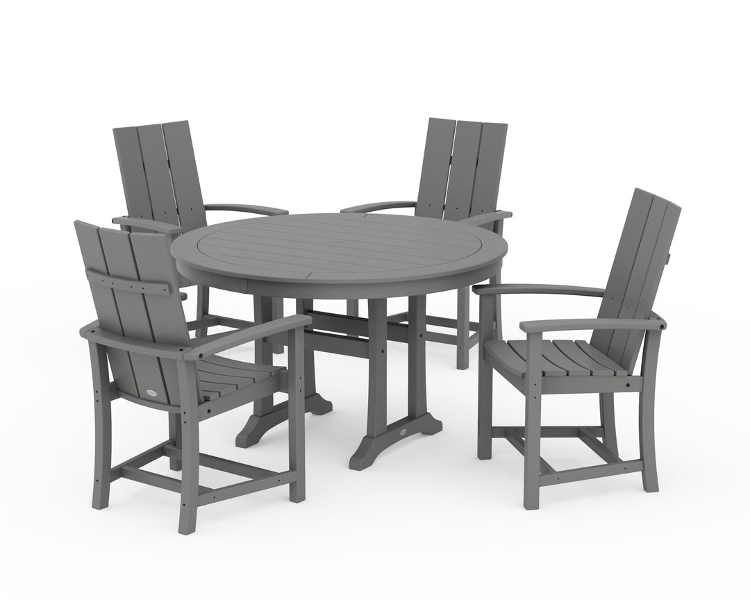 POLYWOOD® Modern Adirondack 5-Piece Round Dining Set with Trestle Legs