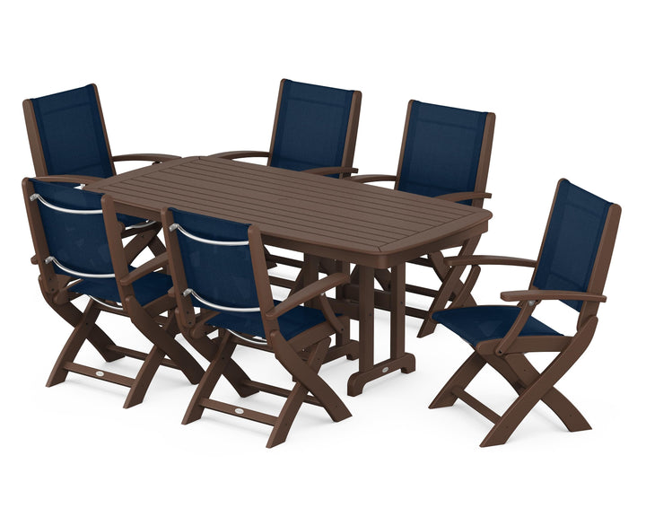 POLYWOOD® Coastal Folding Arm Chair 7-Piece Dining Set