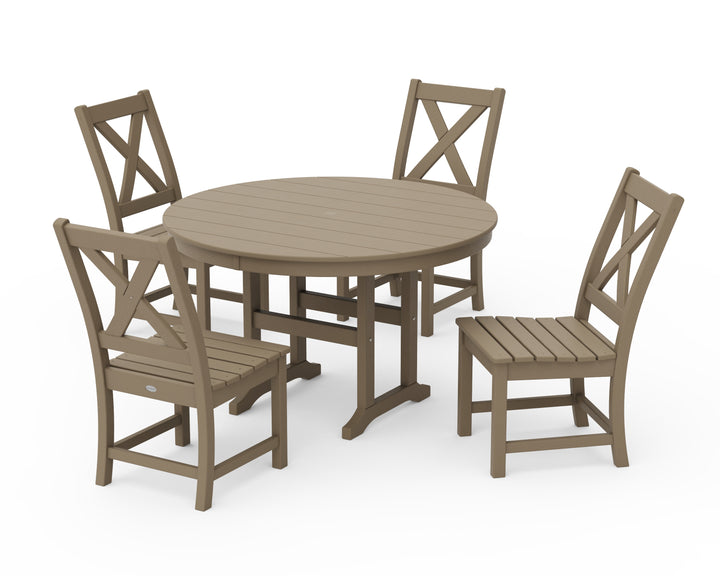 POLYWOOD® Braxton Side Chair 5-Piece Round Dining Set