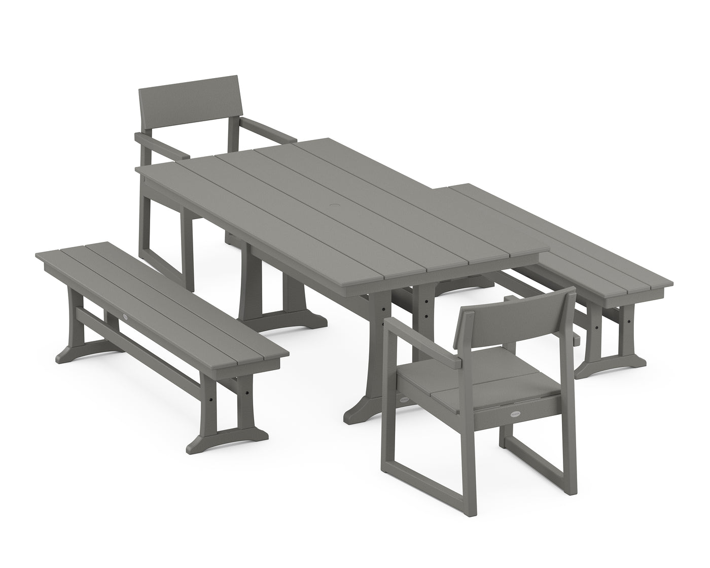 EDGE 5-Piece Farmhouse Dining Set With Trestle Legs