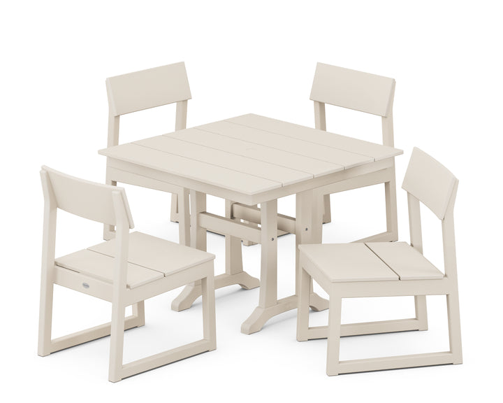 POLYWOOD® EDGE 5-Piece Farmhouse Trestle Side Chair Dining Set