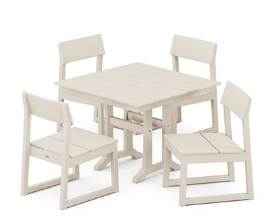 EDGE 5-Piece Farmhouse Trestle Side Chair Dining Set