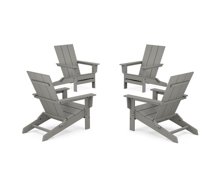 POLYWOOD® 4-Piece Modern Studio Folding Adirondack Chair Conversation Set