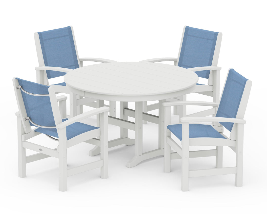 POLYWOOD® Coastal 5-Piece Round Farmhouse Dining Set