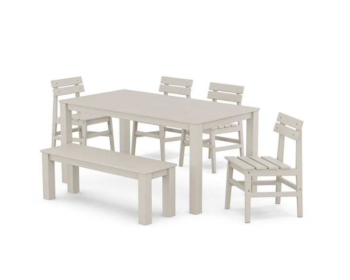 POLYWOOD® Modern Studio Plaza Chair 6-Piece Parsons Dining Set with Bench