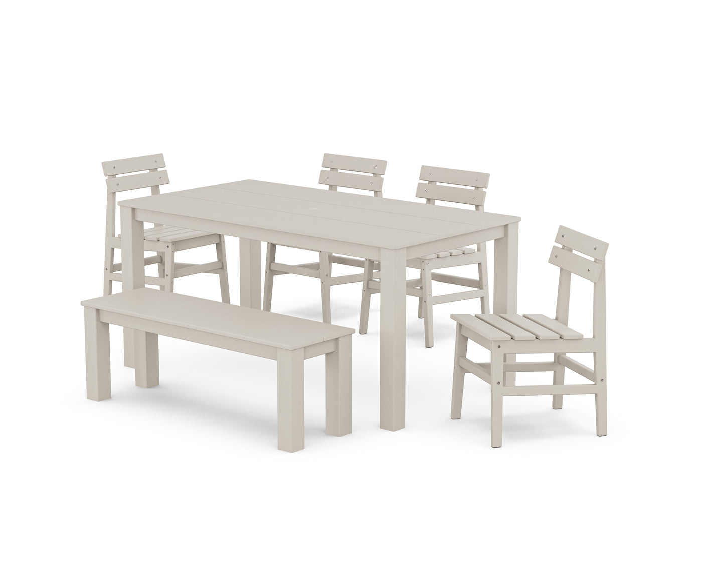 Modern Studio Plaza Chair 6-Piece Parsons Dining Set with Bench