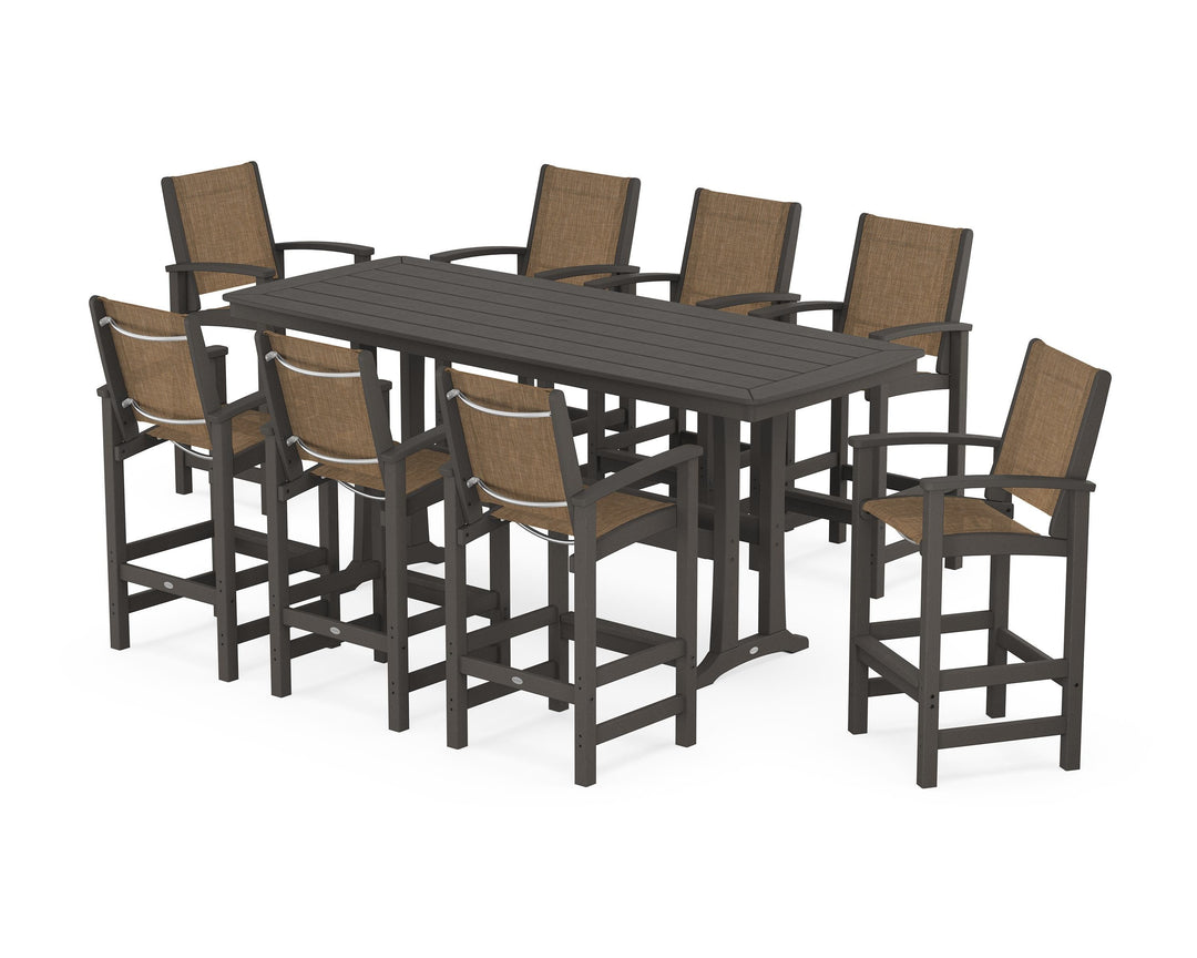 POLYWOOD® Coastal 9-Piece Bar Set with Trestle Legs