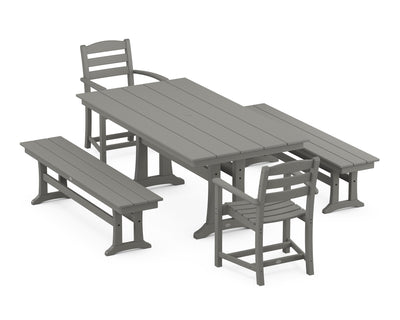 La Casa Cafe 5-Piece Farmhouse Dining Set With Trestle Legs