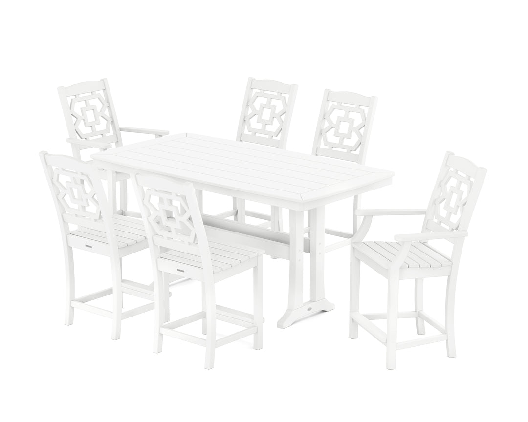 Martha Stewart by POLYWOOD® Chinoiserie 7-Piece Counter Set with Trestle Legs