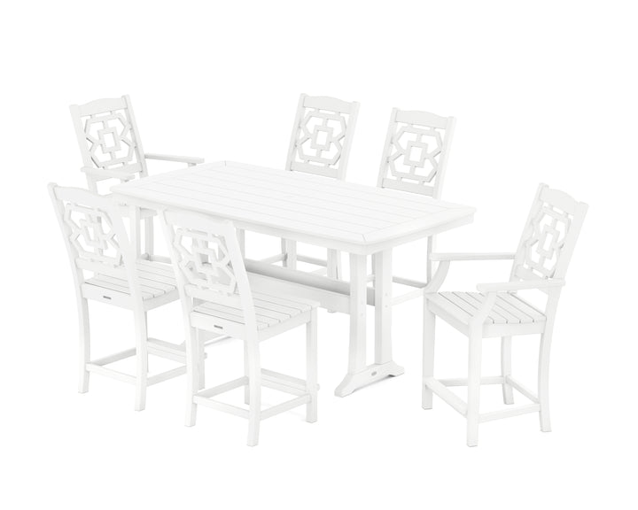 Martha Stewart by POLYWOOD® Chinoiserie 7-Piece Counter Set with Trestle Legs