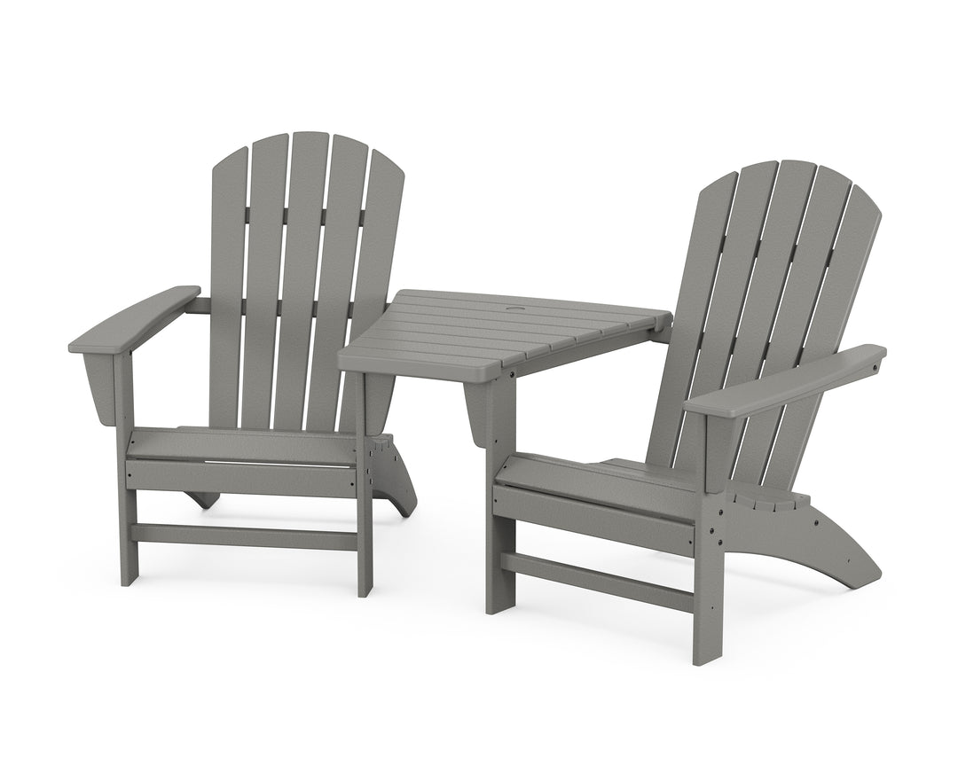 POLYWOOD® Nautical 3-Piece Adirondack Set with Angled Connecting Table